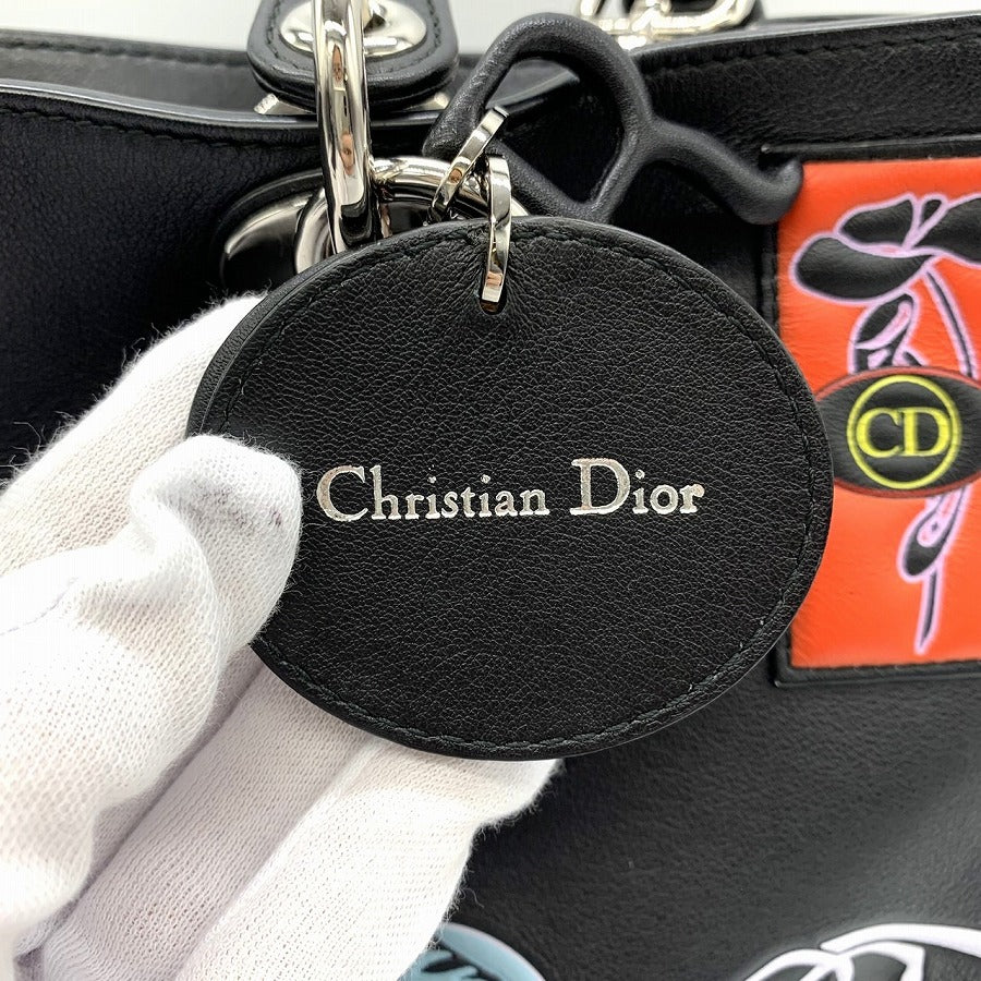 Dior ディオール 2016年クルーズコレクション パラダイスシリーズ ディオリッシモ ハンドバッグ ショルダーバッグ カーフレザー ブラック黒
