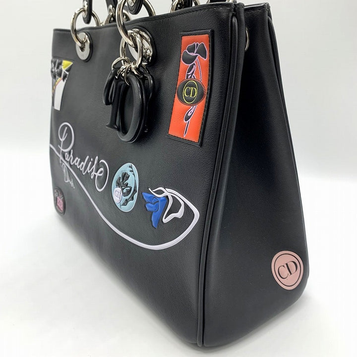 Dior ディオール 2016年クルーズコレクション パラダイスシリーズ ディオリッシモ ハンドバッグ ショルダーバッグ カーフレザー ブラック黒