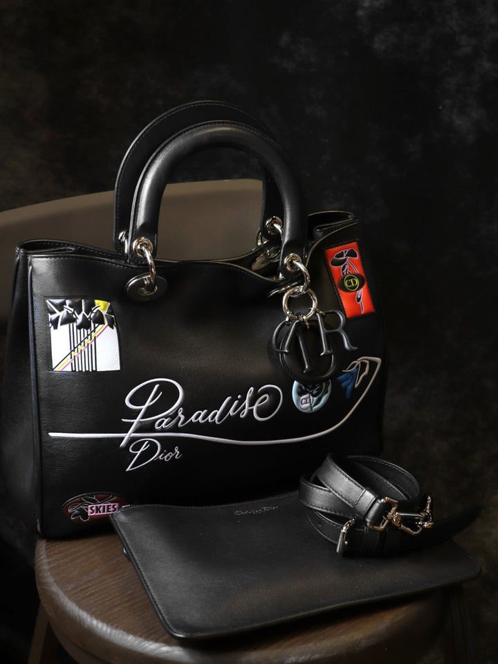 Dior ディオール 2016年クルーズコレクション パラダイスシリーズ ディオリッシモ ハンドバッグ ショルダーバッグ カーフレザー ブラック黒