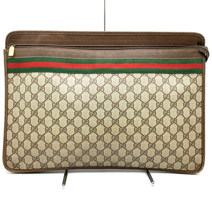 GUCCI グッチ 017 115 セカンドバッグ クラッチバッグ ポーチ GGスプリーム シェリー レザー ブラウン ヴィンテージ