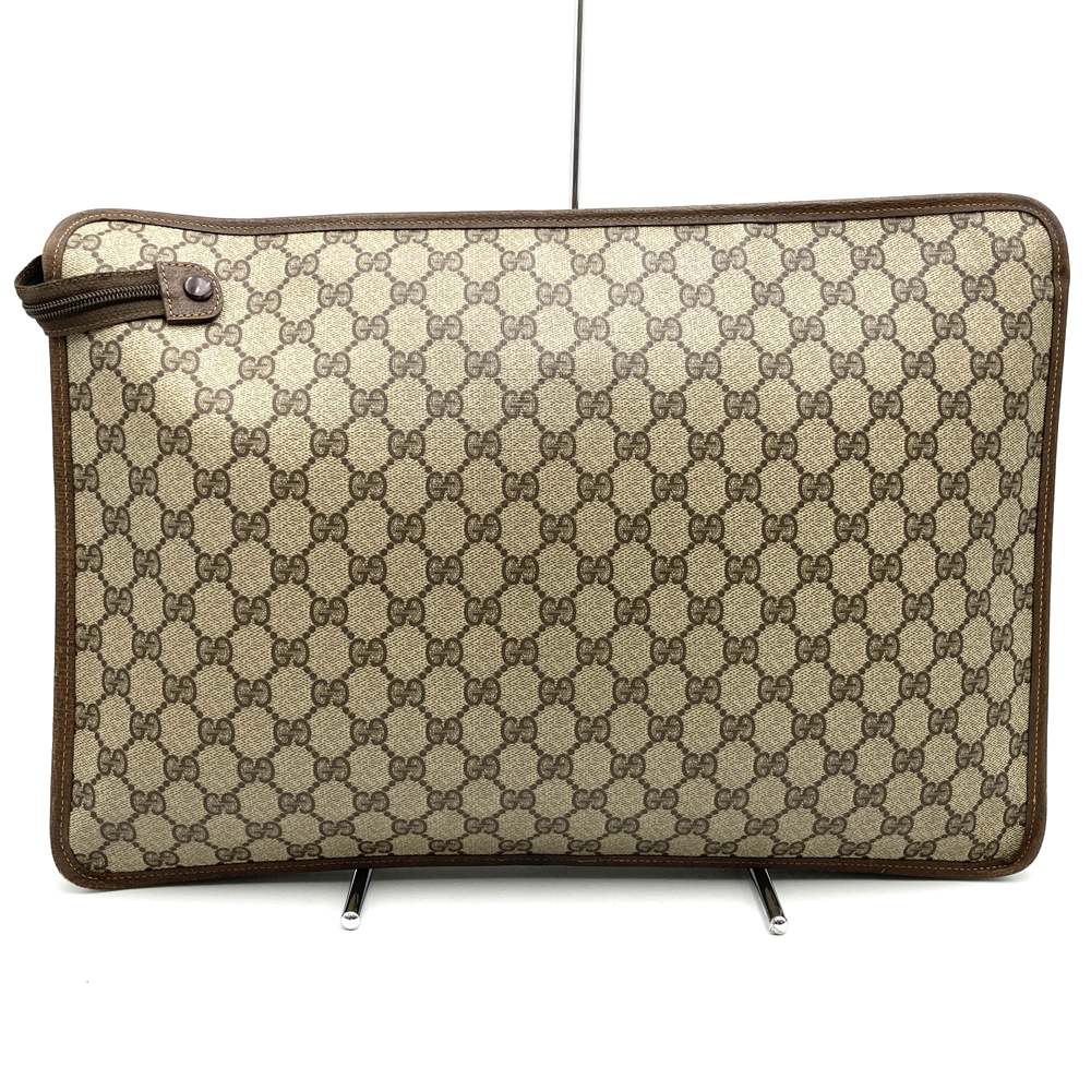 GUCCI グッチ 017 115 セカンドバッグ クラッチバッグ ポーチ GGスプリーム シェリー レザー ブラウン ヴィンテージ