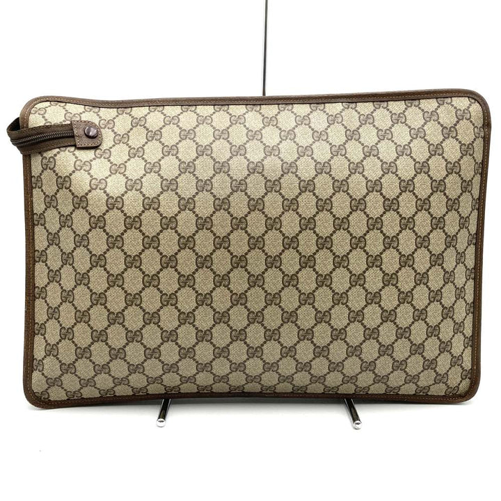 GUCCI グッチ 017 115 セカンドバッグ クラッチバッグ ポーチ GGスプリーム シェリー レザー ブラウン ヴィンテージ