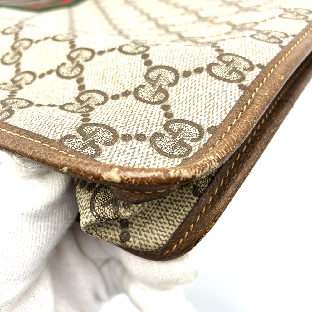 GUCCI グッチ 017 115 セカンドバッグ クラッチバッグ ポーチ GGスプリーム シェリー レザー ブラウン ヴィンテージ