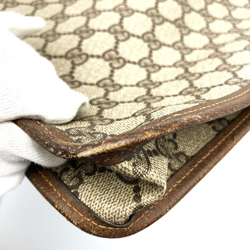 GUCCI グッチ 017 115 セカンドバッグ クラッチバッグ ポーチ GGスプリーム シェリー レザー ブラウン ヴィンテージ
