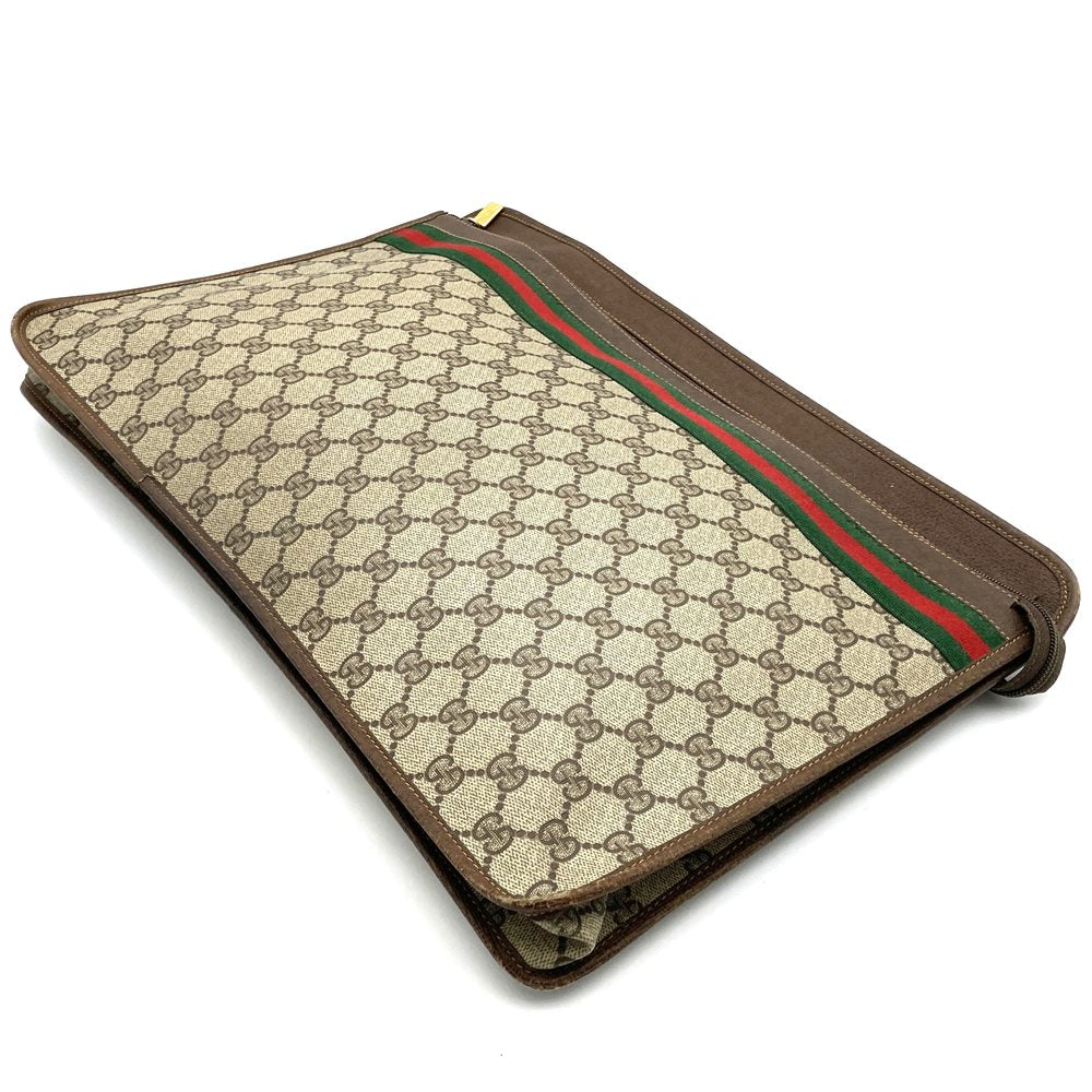 GUCCI グッチ 017 115 セカンドバッグ クラッチバッグ ポーチ GGスプリーム シェリー レザー ブラウン ヴィンテージ