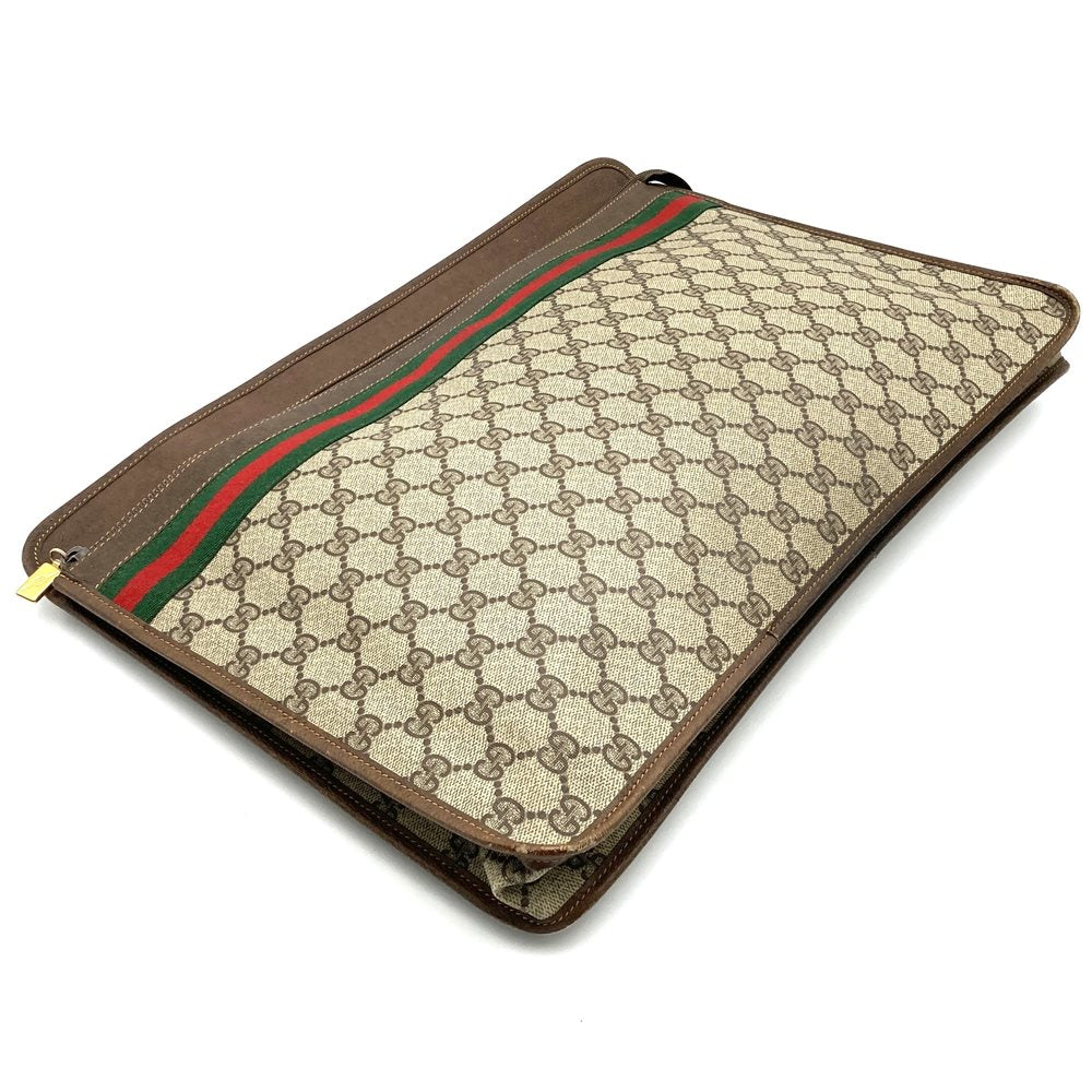 GUCCI グッチ 017 115 セカンドバッグ クラッチバッグ ポーチ GGスプリーム シェリー レザー ブラウン ヴィンテージ