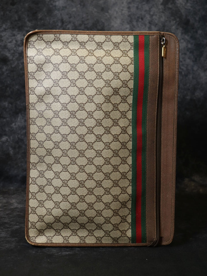 GUCCI グッチ 017 115 セカンドバッグ クラッチバッグ ポーチ GGスプリーム シェリー レザー ブラウン ヴィンテージ