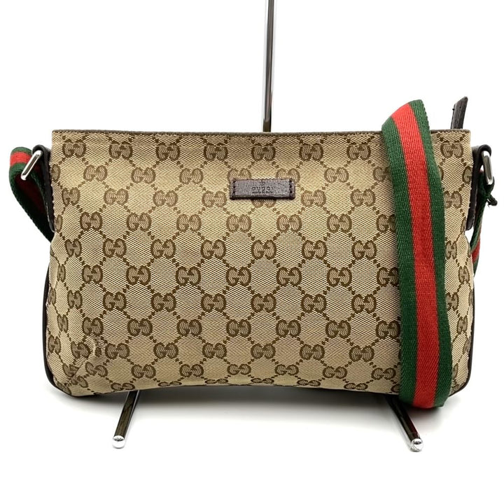 GUCCI グッチ 189749 GGキャンバス シェリー ショルダーバッグ レザー ブラウン ヴィンテージ ブランド
