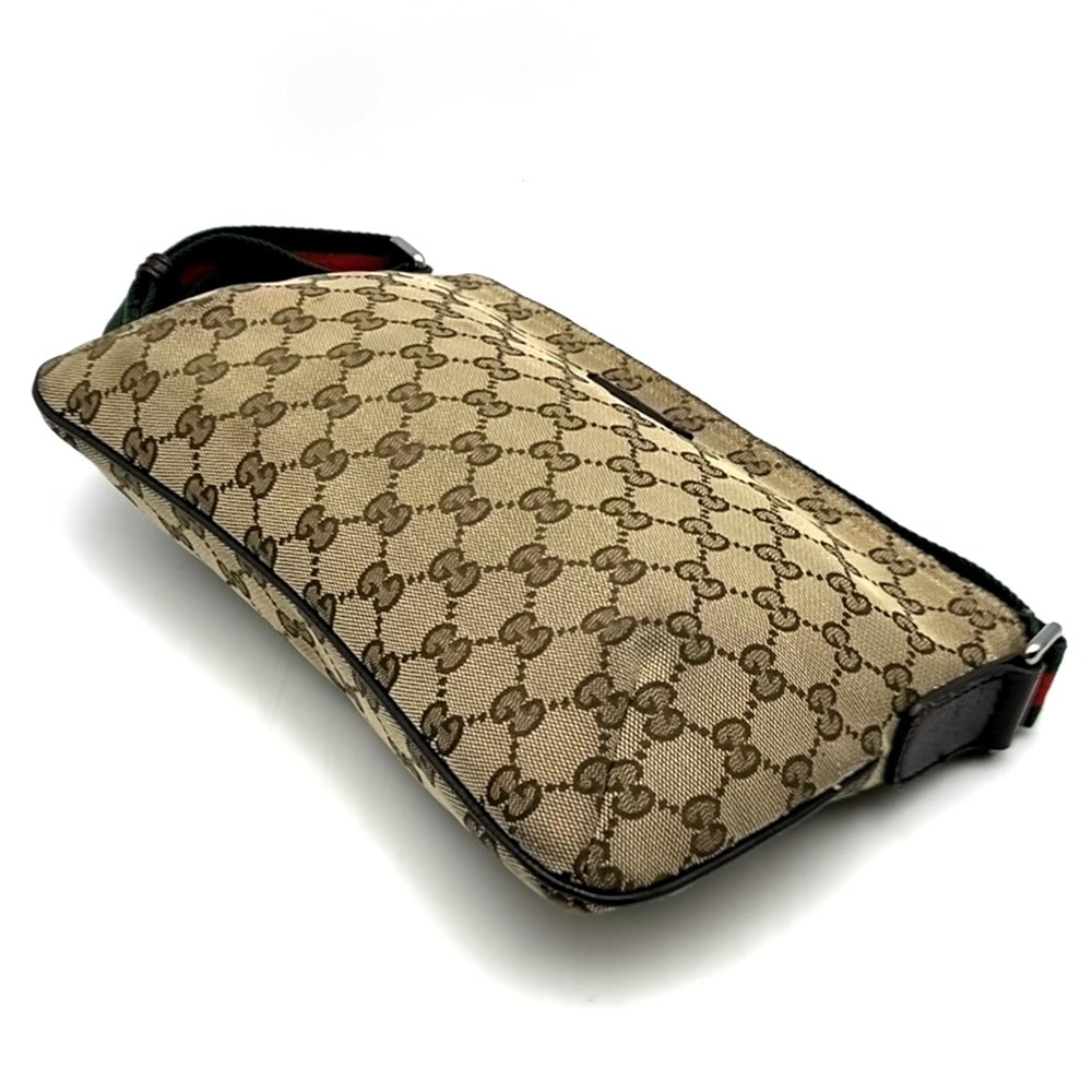 GUCCI グッチ 189749 GGキャンバス シェリー ショルダーバッグ レザー ブラウン ヴィンテージ ブランド