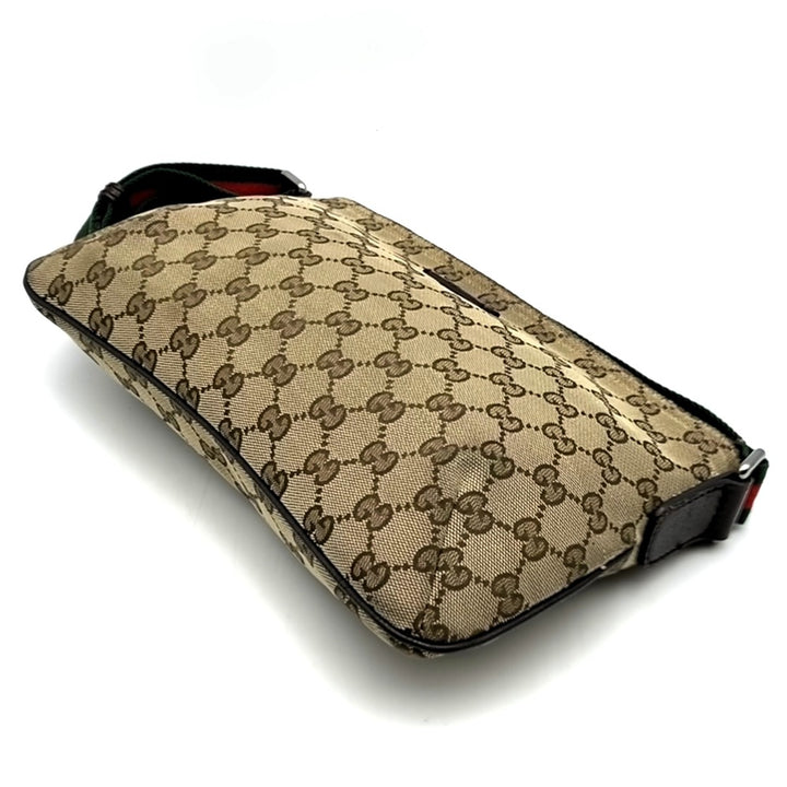 GUCCI グッチ 189749 GGキャンバス シェリー ショルダーバッグ レザー ブラウン ヴィンテージ ブランド