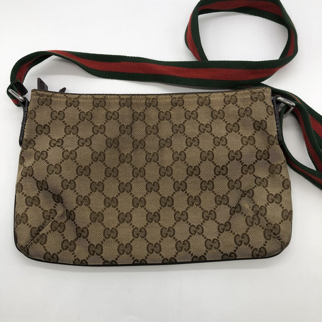 GUCCI グッチ 189749 GGキャンバス シェリー ショルダーバッグ レザー ブラウン ヴィンテージ ブランド
