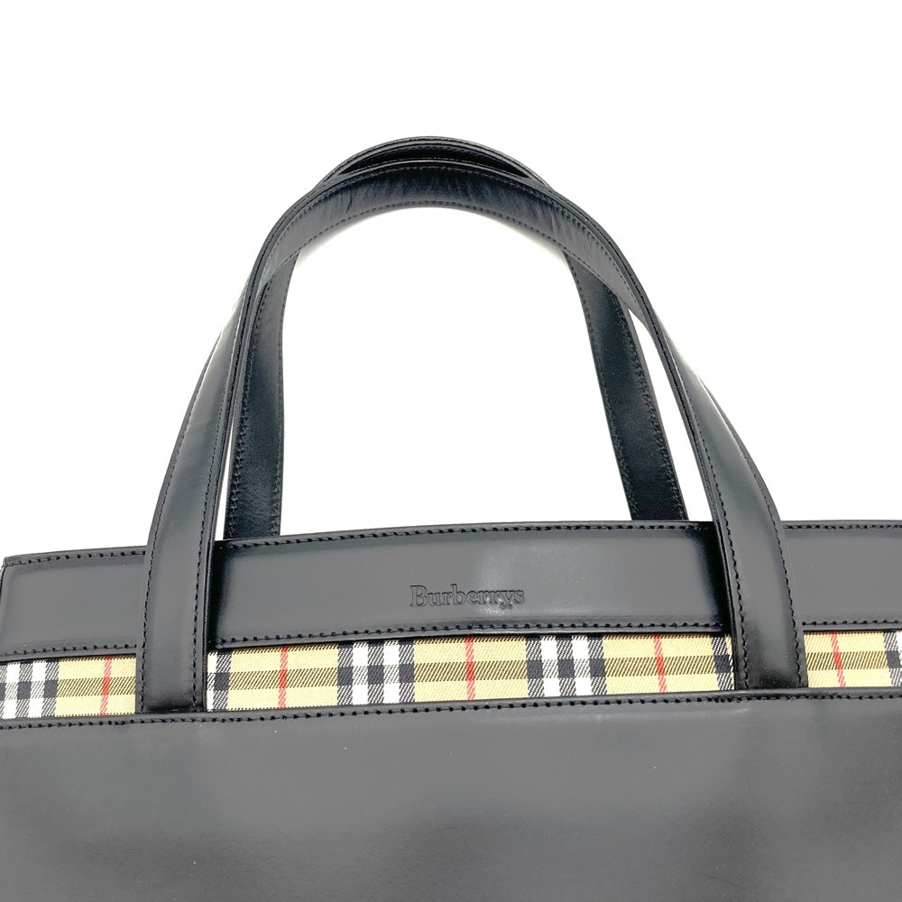 Burberrys バーバリーズ ノバチェック トートバッグ ハンドバッグ レザー ブラック