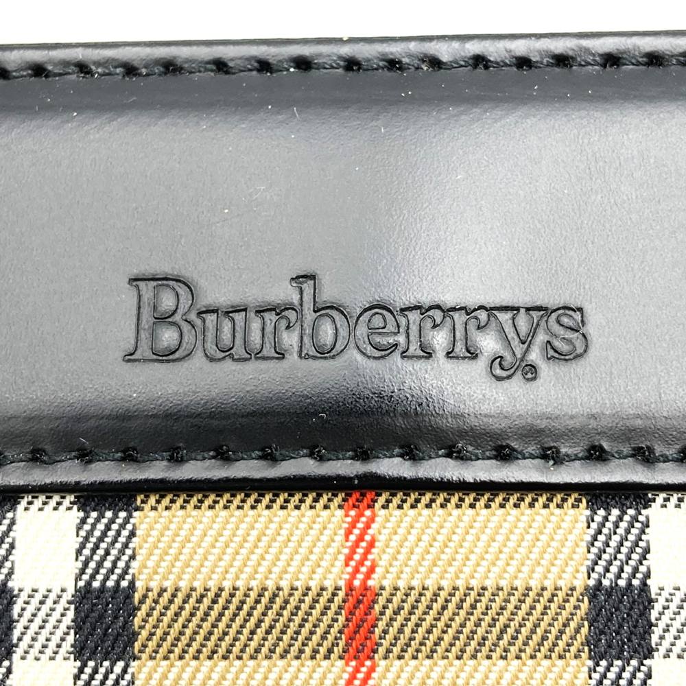 Burberrys バーバリーズ ノバチェック トートバッグ ハンドバッグ レザー ブラック