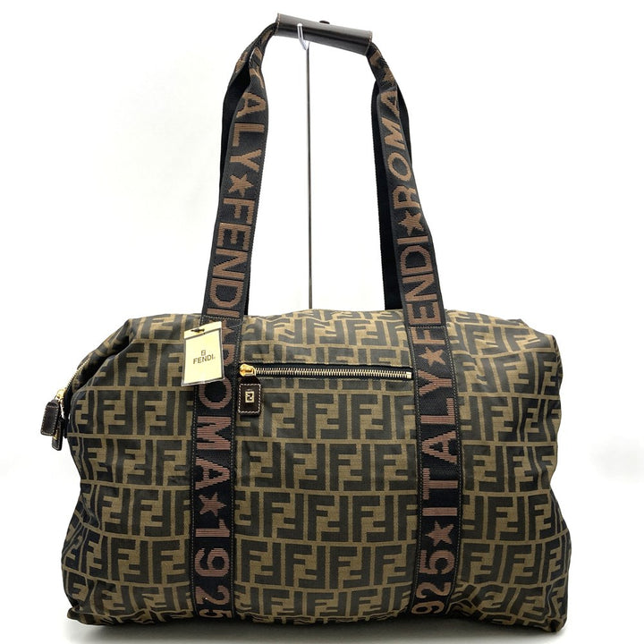 FENDI フェンディ ズッカ ボストンバッグ ナイロン ブラウン