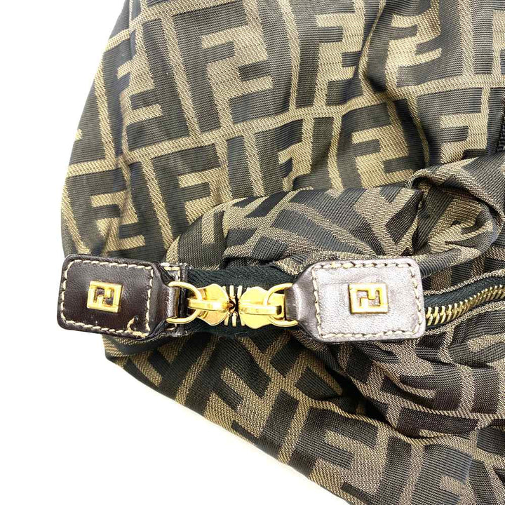 FENDI フェンディ ズッカ ボストンバッグ ナイロン ブラウン