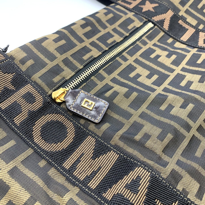 FENDI フェンディ ズッカ ボストンバッグ ナイロン ブラウン