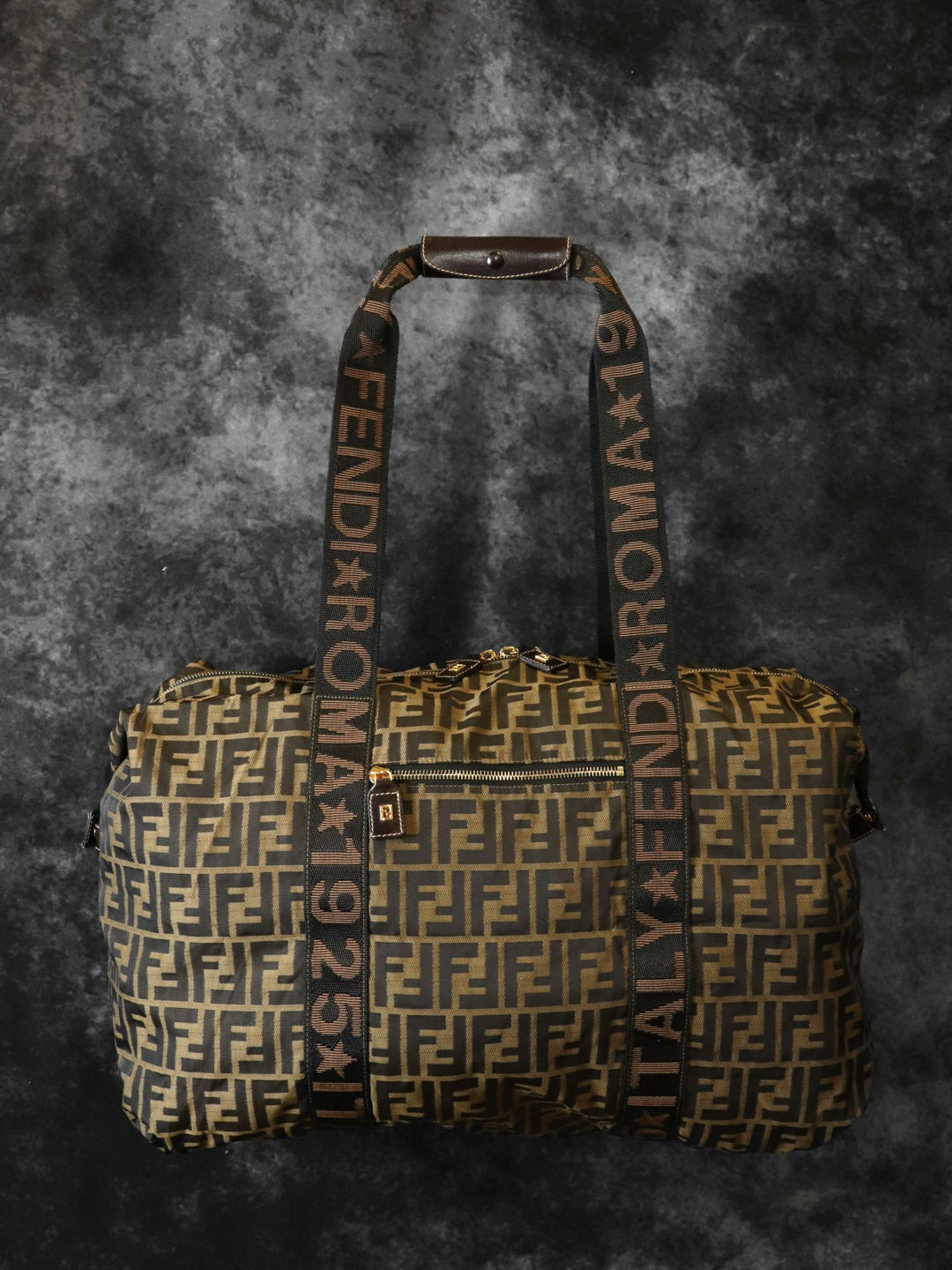 FENDI フェンディ ズッカ ボストンバッグ ナイロン ブラウン