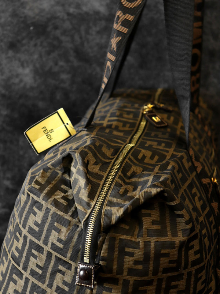 FENDI フェンディ ズッカ ボストンバッグ ナイロン ブラウン