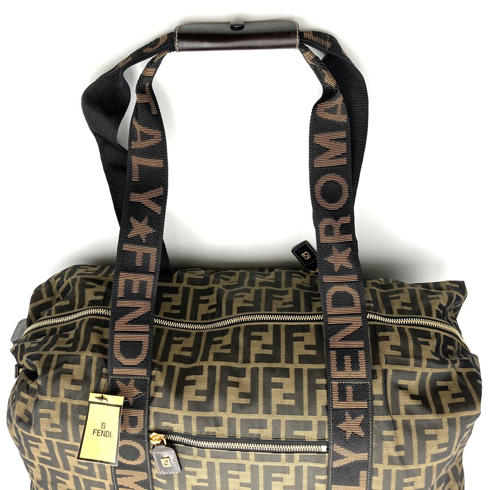 FENDI フェンディ ズッカ ボストンバッグ ナイロン ブラウン