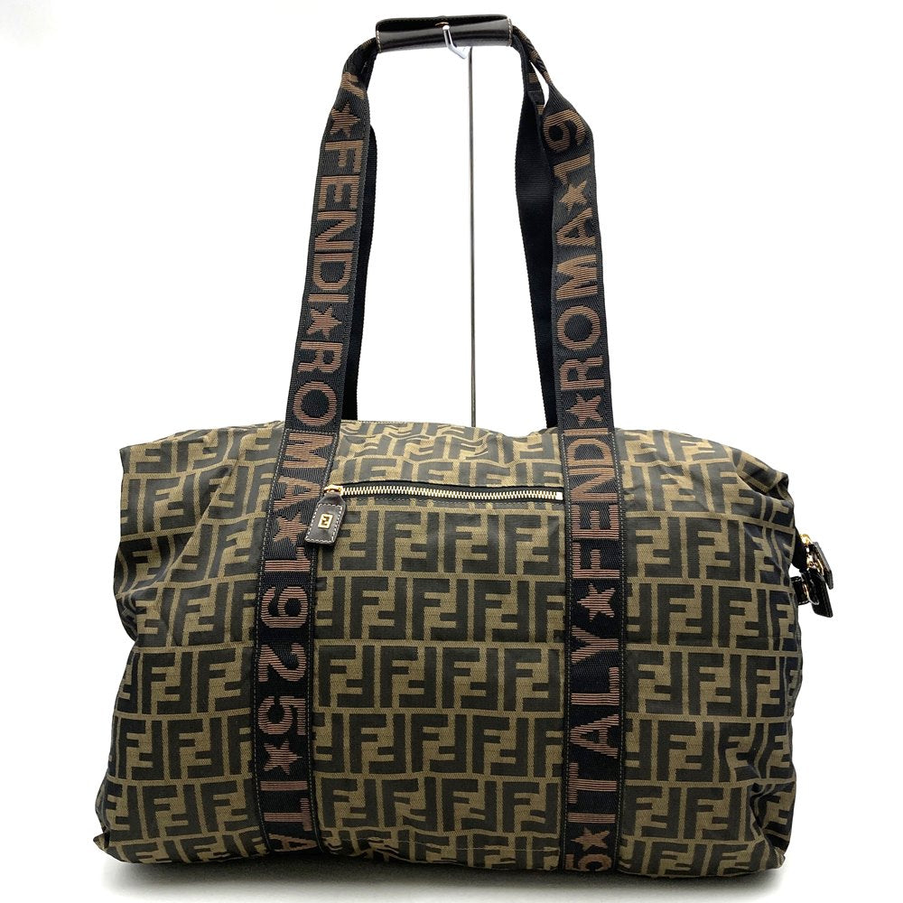 FENDI フェンディ ズッカ ボストンバッグ ナイロン ブラウン