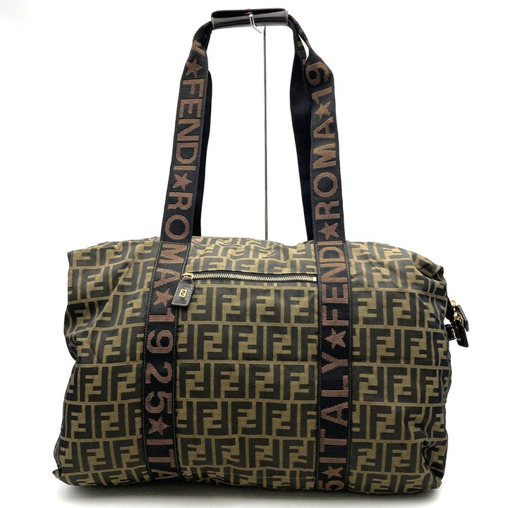 FENDI フェンディ ズッカ ボストンバッグ ナイロン ブラウン
