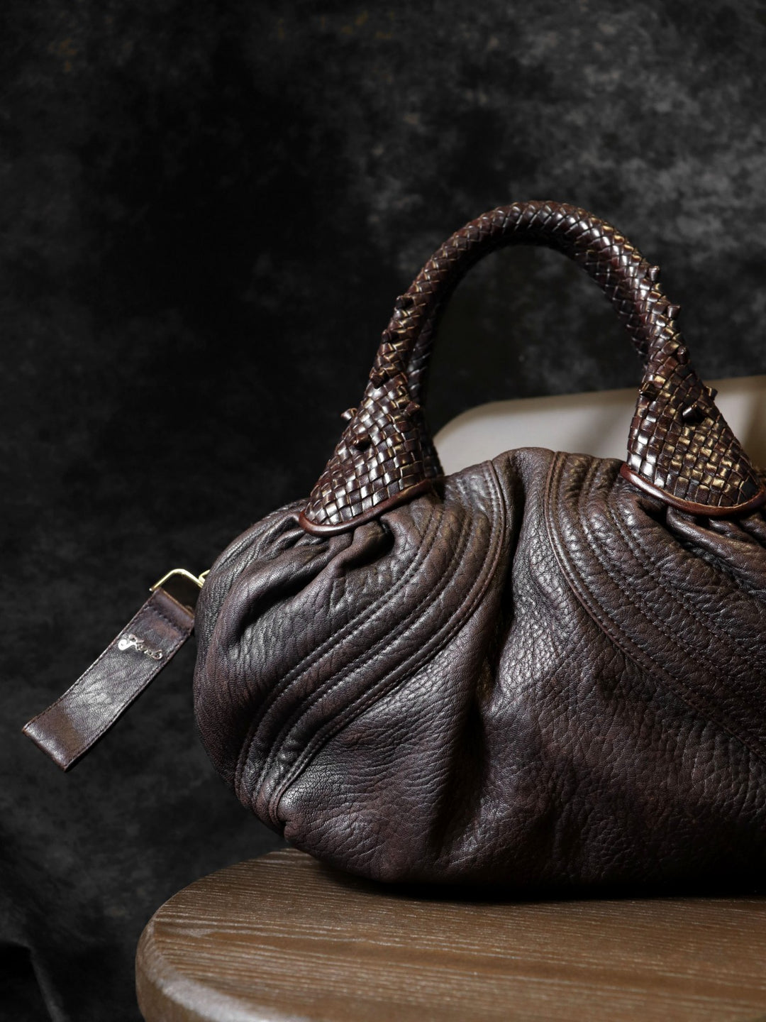 FENDI フェンディ 8BL078 ハンドバッグ スパイバッグ レザー ブラウン