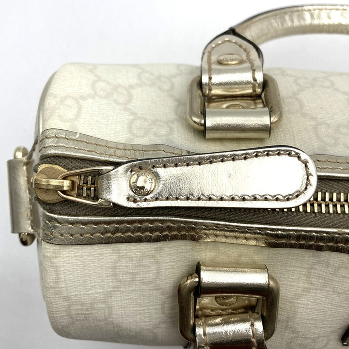 GUCCI グッチ 193604 ミニ ボストンバッグ ホワイト/ゴールド 白/金 GGスプリームキャンバス/PVC
