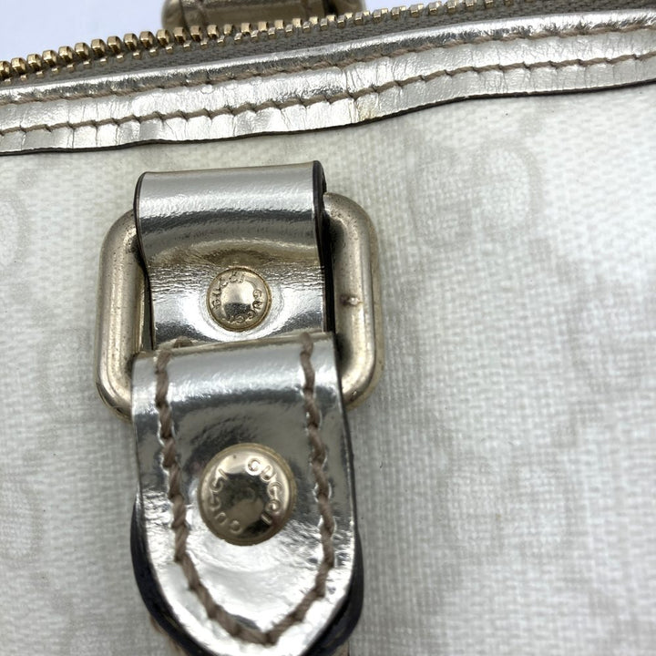 GUCCI グッチ 193604 ミニ ボストンバッグ ホワイト/ゴールド 白/金 GGスプリームキャンバス/PVC