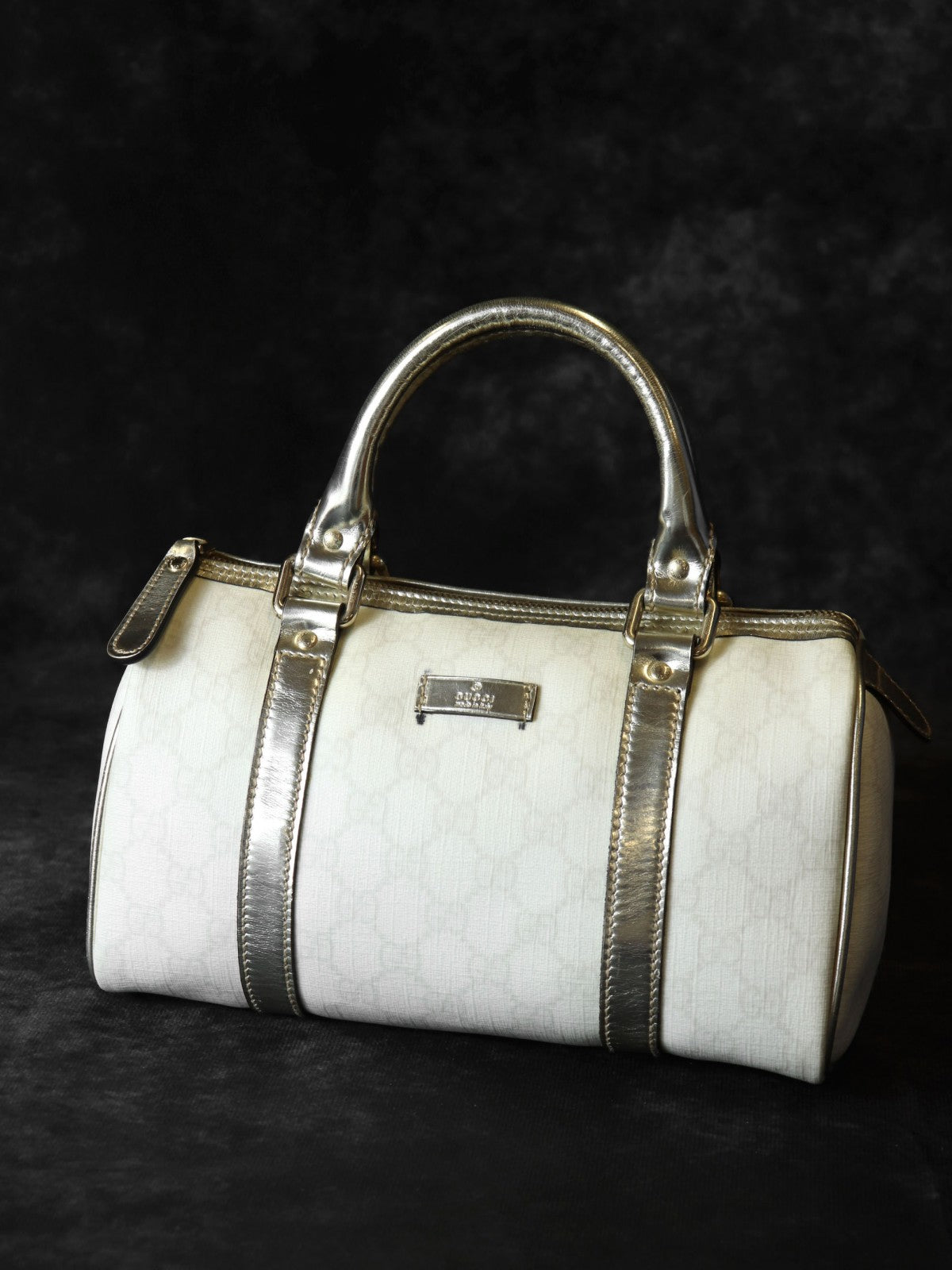 鳥かご　白 GUCCI グッチ 193604 ミニ ボストンバッグ ホワイト/ゴールド 白/金 GG
