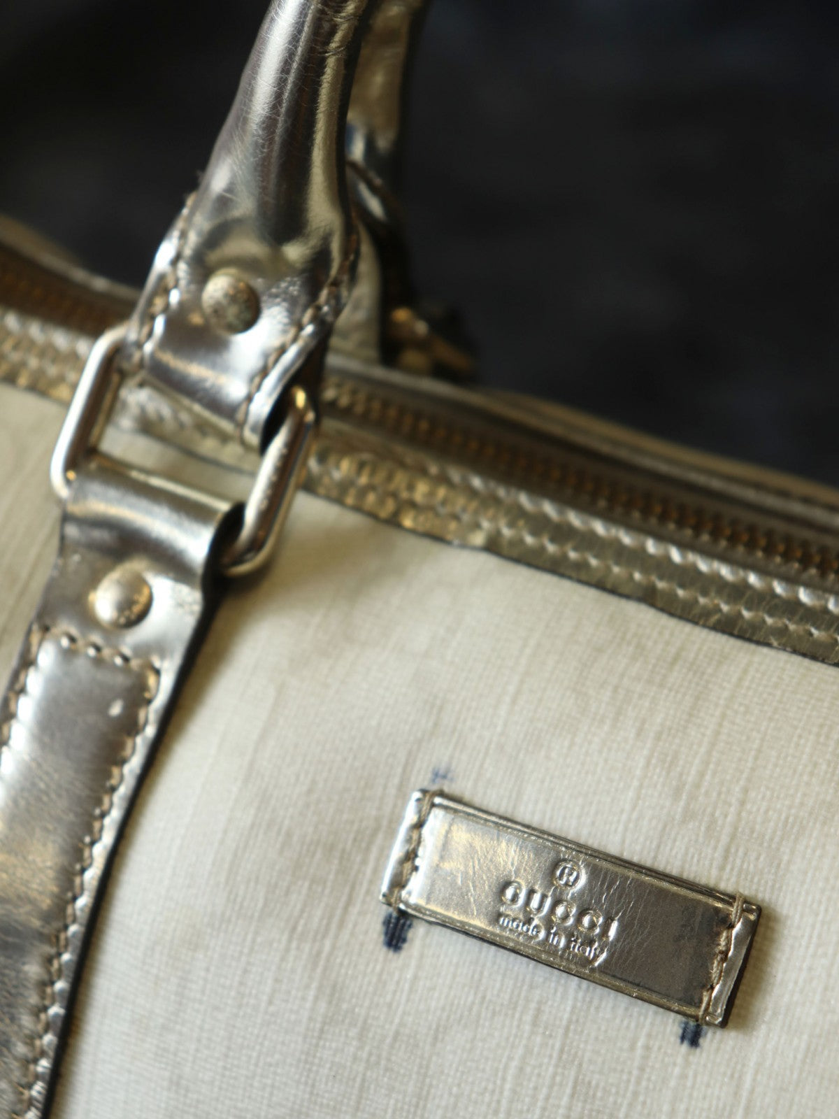 GUCCI グッチ 193604 ミニ ボストンバッグ ホワイト/ゴールド 白/金 GG