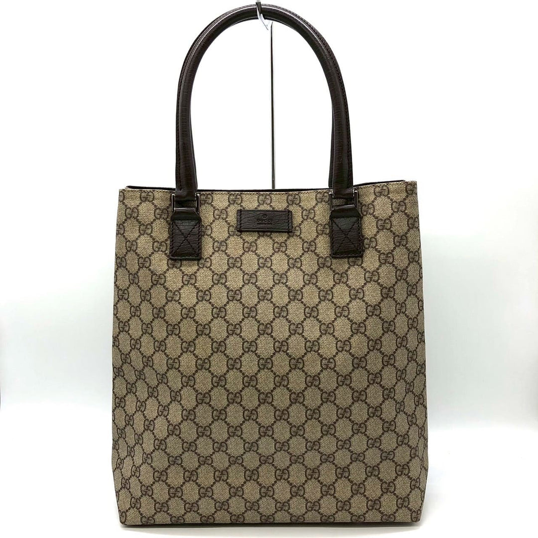 GUCCI グッチ 131220 GGスプリーム トートバッグ PVC レザー ベージュ ブラウン