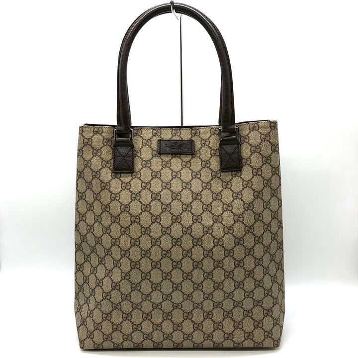GUCCI グッチ 131220 GGスプリーム トートバッグ PVC レザー ベージュ ブラウン
