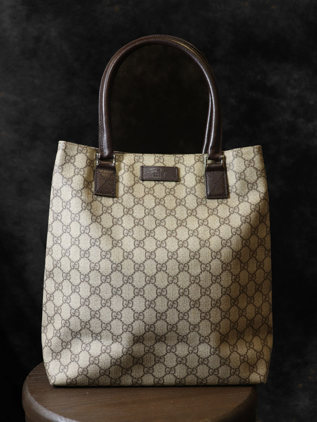 GUCCI グッチ 131220 GGスプリーム トートバッグ PVC レザー ベージュ ブラウン
