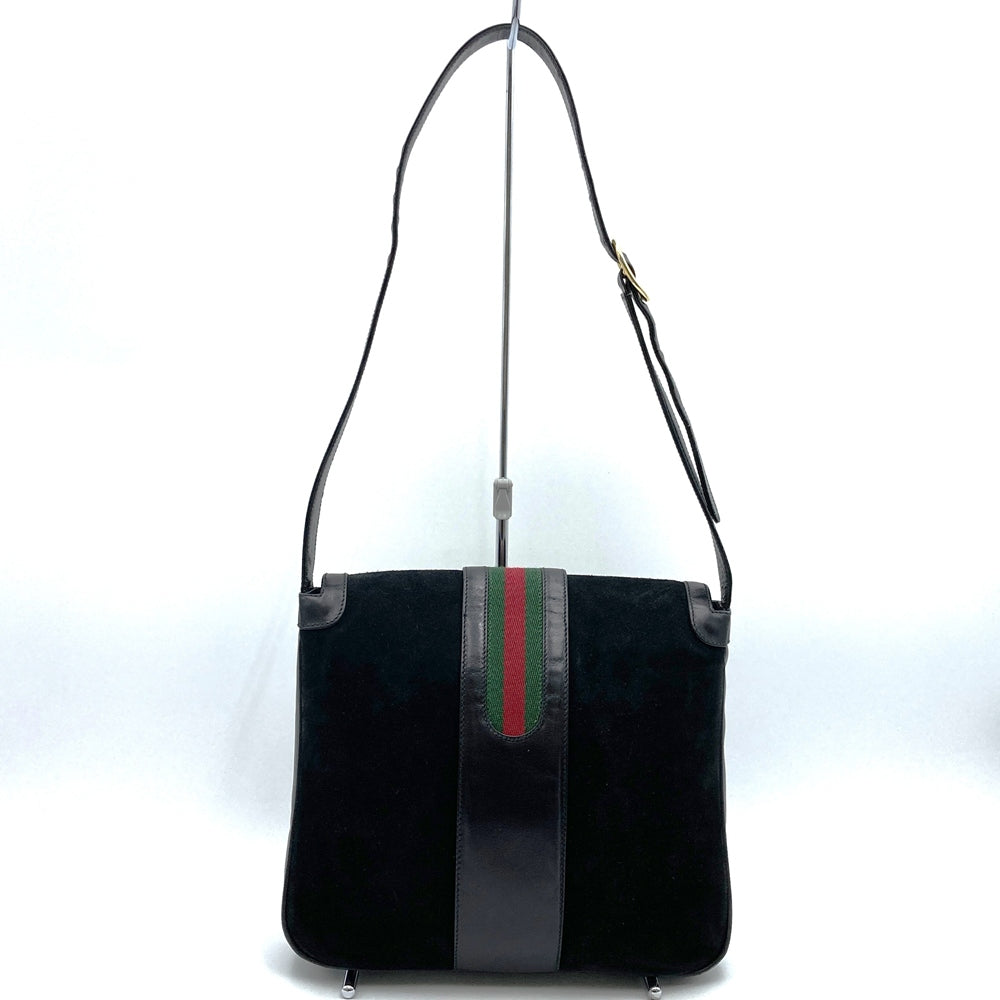 GUCCI オールドグッチ 肩掛け ショルダーバッグ ホースシュー ヴィンテージ ブラック 黒 スウェード/レザー ブランド品