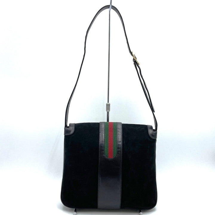 GUCCI オールドグッチ 肩掛け ショルダーバッグ ホースシュー ヴィンテージ ブラック 黒 スウェード/レザー ブランド品