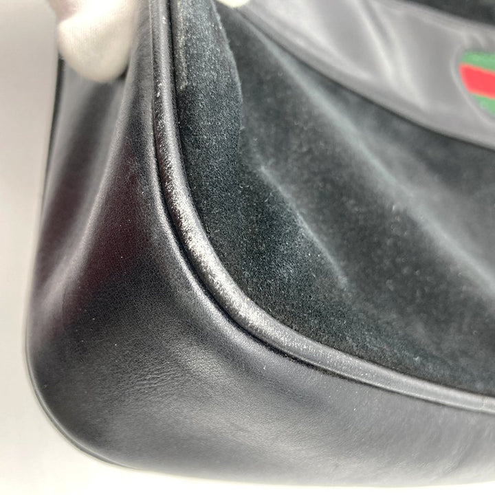 GUCCI オールドグッチ 肩掛け ショルダーバッグ ホースシュー ヴィンテージ ブラック 黒 スウェード/レザー ブランド品