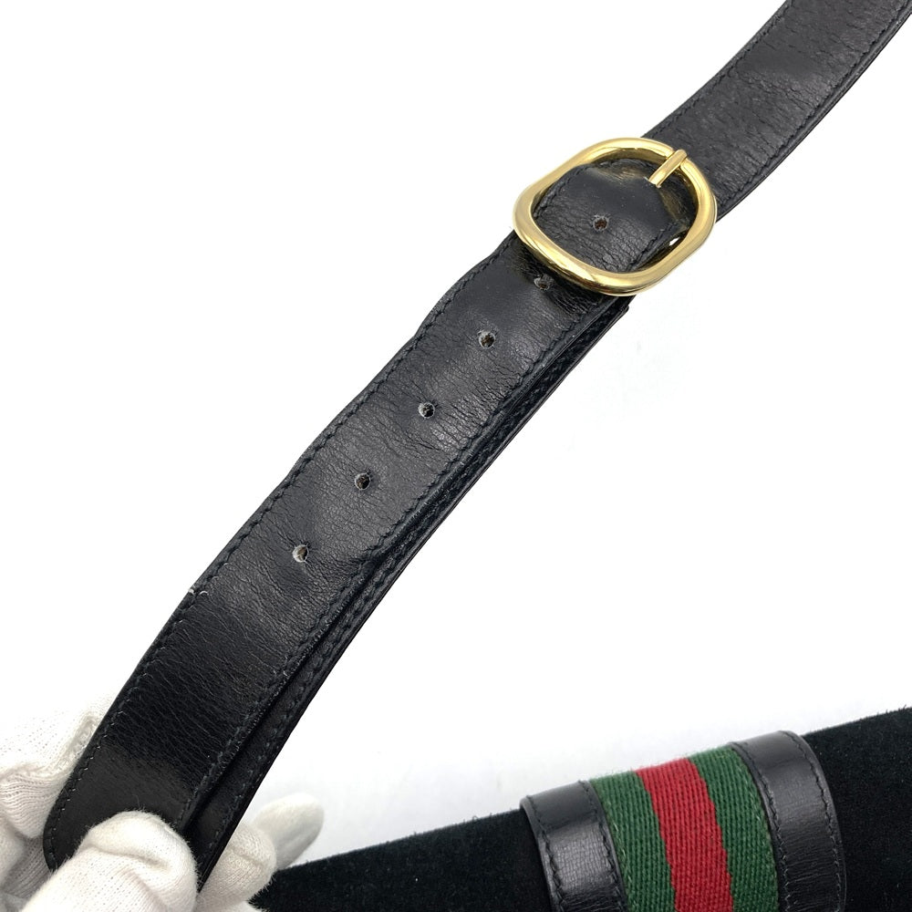 GUCCI オールドグッチ 肩掛け ショルダーバッグ ホースシュー ヴィンテージ ブラック 黒 スウェード/レザー ブランド品