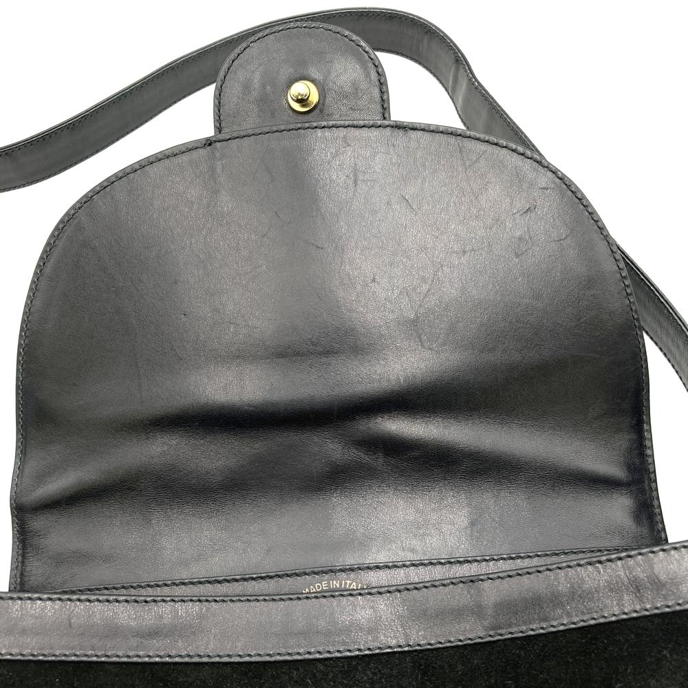 GUCCI オールドグッチ 肩掛け ショルダーバッグ ホースシュー ヴィンテージ ブラック 黒 スウェード/レザー ブランド品