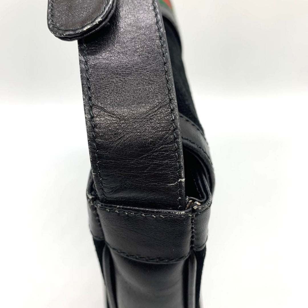 GUCCI オールドグッチ 肩掛け ショルダーバッグ ホースシュー ヴィンテージ ブラック 黒 スウェード/レザー ブランド品