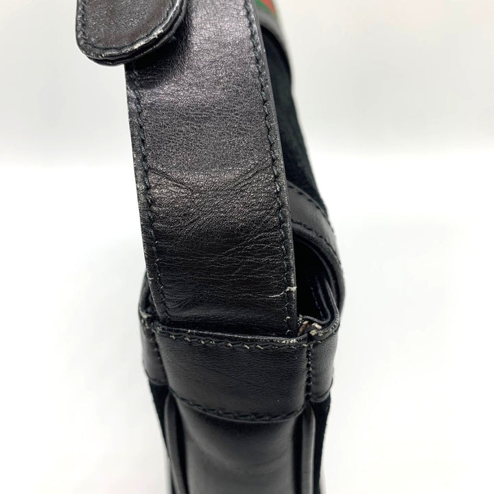 GUCCI オールドグッチ 肩掛け ショルダーバッグ ホースシュー ヴィンテージ ブラック 黒 スウェード/レザー ブランド品
