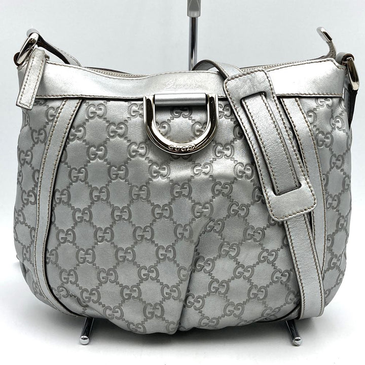 GUCCI グッチ 203257 ショルダーバッグ アビー グッチシマレザー シルバー