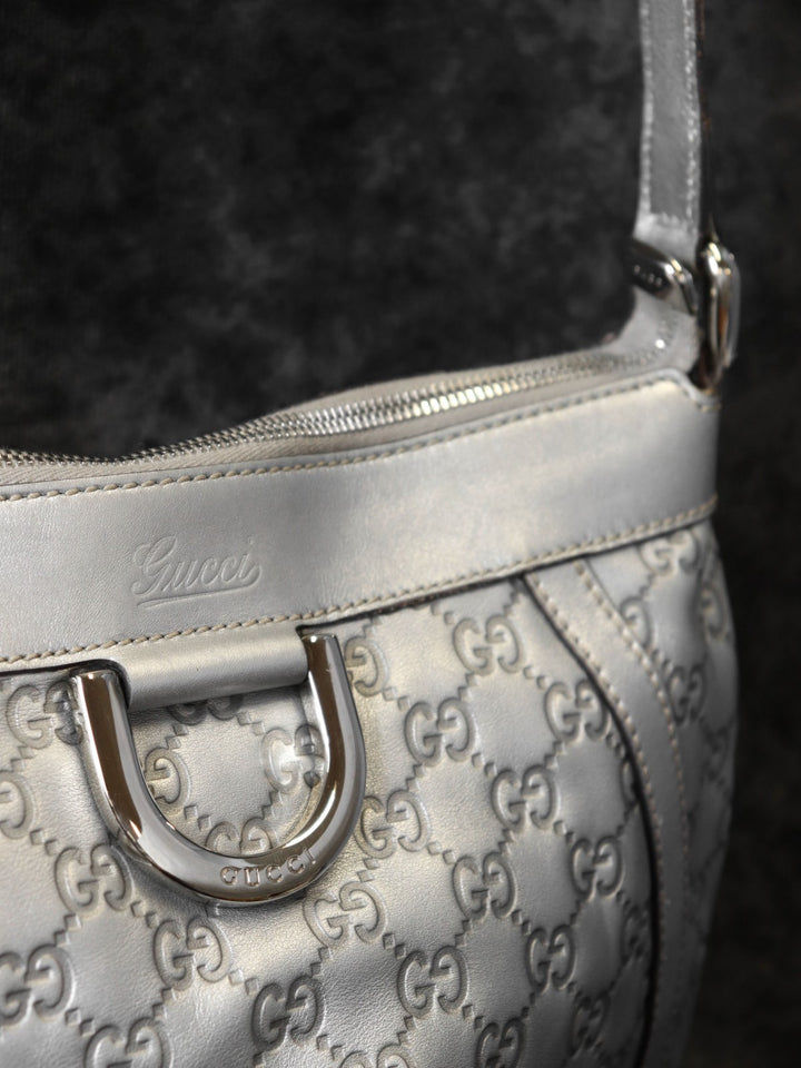 GUCCI グッチ 203257 ショルダーバッグ アビー グッチシマレザー シルバー