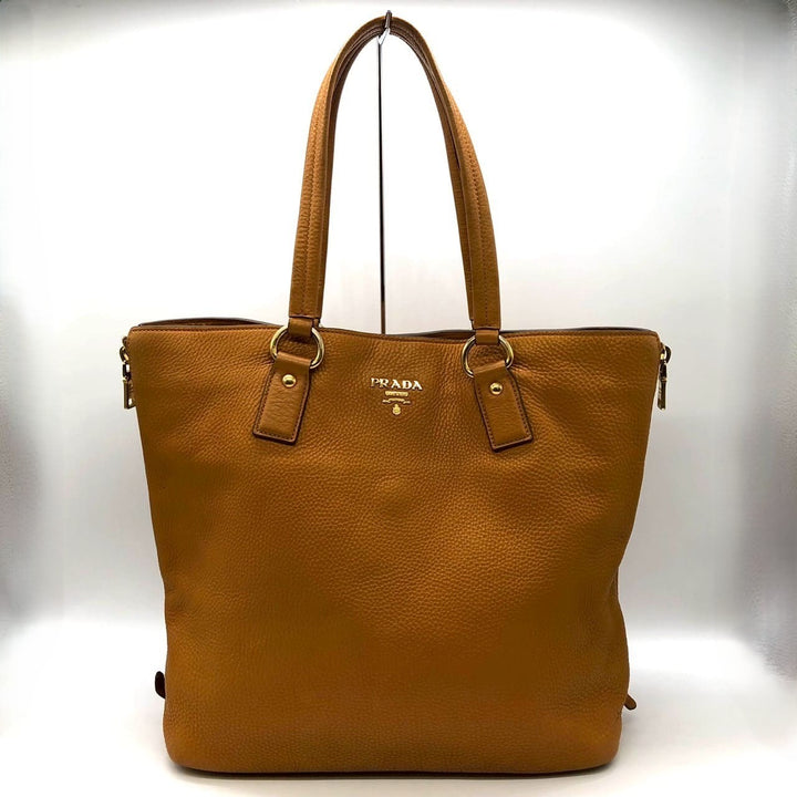 PRADA プラダ トートバッグ ハンドバッグ レザー イエロー ブラウン