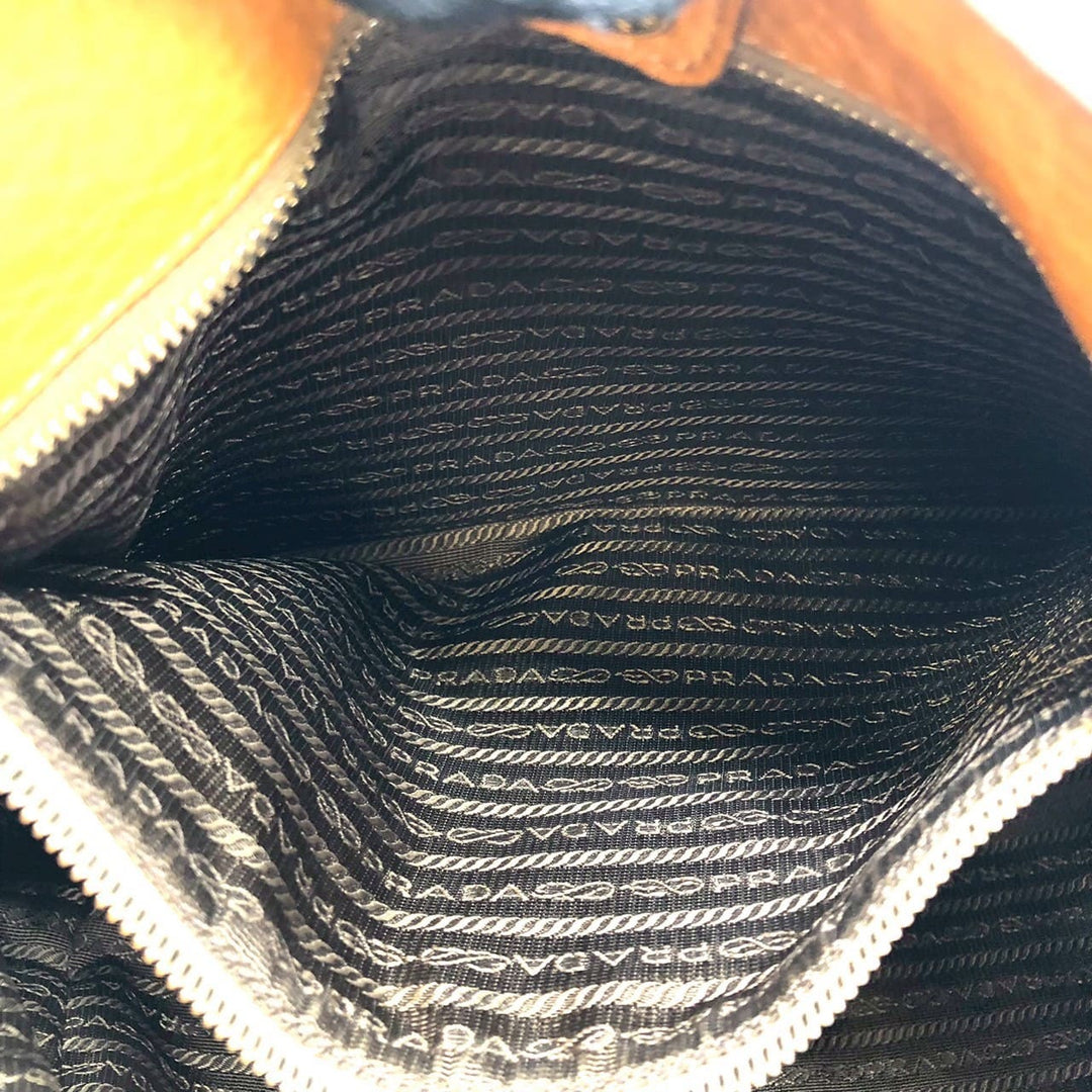 PRADA プラダ トートバッグ ハンドバッグ レザー イエロー ブラウン