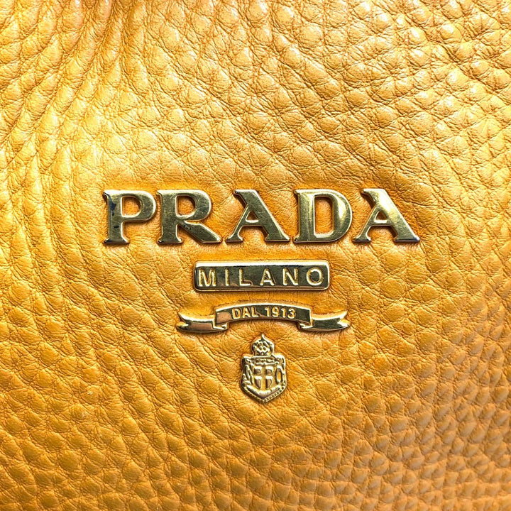 PRADA プラダ トートバッグ ハンドバッグ レザー イエロー ブラウン