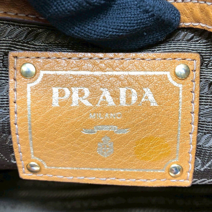 PRADA プラダ トートバッグ ハンドバッグ レザー イエロー ブラウン