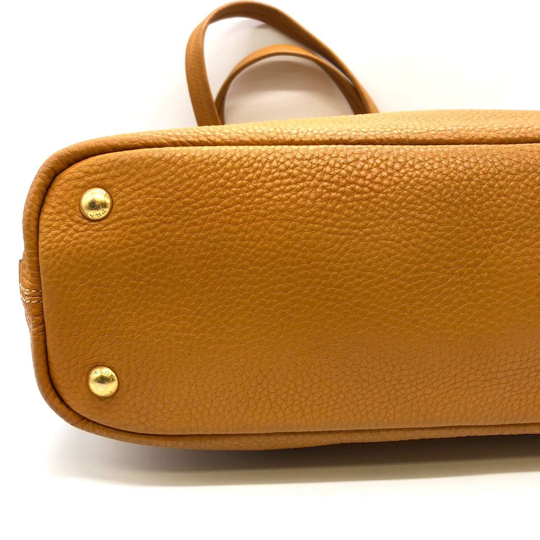 PRADA プラダ トートバッグ ハンドバッグ レザー イエロー ブラウン