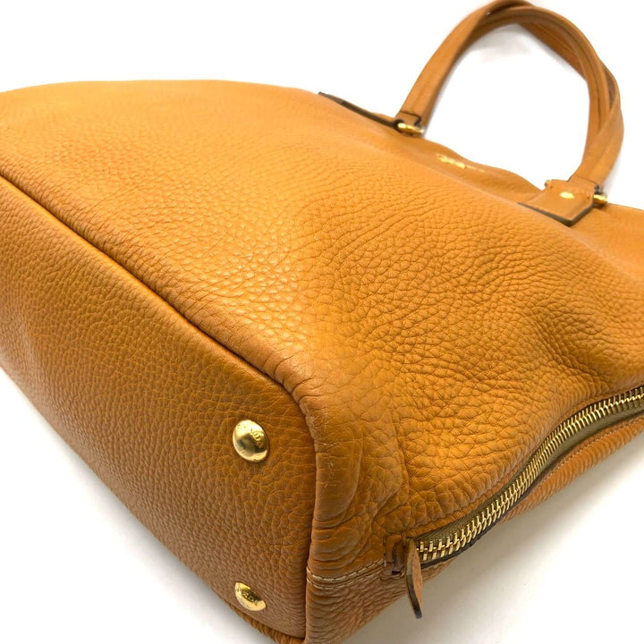 PRADA プラダ トートバッグ ハンドバッグ レザー イエロー ブラウン