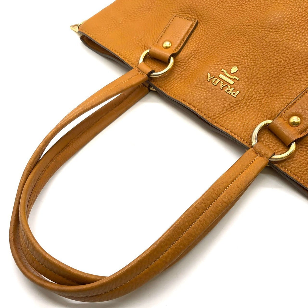 PRADA プラダ トートバッグ ハンドバッグ レザー イエロー ブラウン