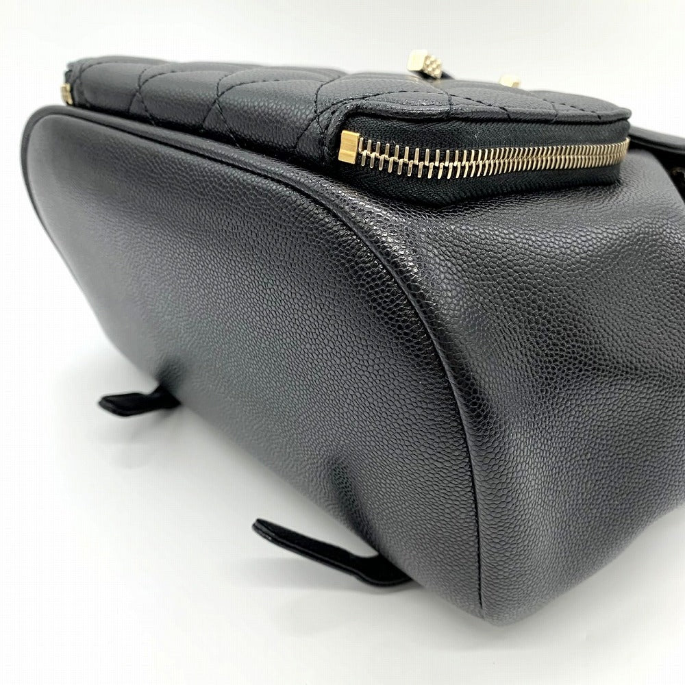 美品 CHANEL シャネル マトラッセ リュックサック デイパック チェーン ココマーク ブラック 黒 シルバー金具 キャビアスキン ブランド品